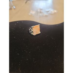 Sterling Silver Peach Orange Pink Natural Stone Size 8